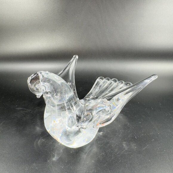 Swedish Clear Glass Bird Figurine Paperweight Manganese 365nm Green UV Glow VTG - Picture 12 of 15